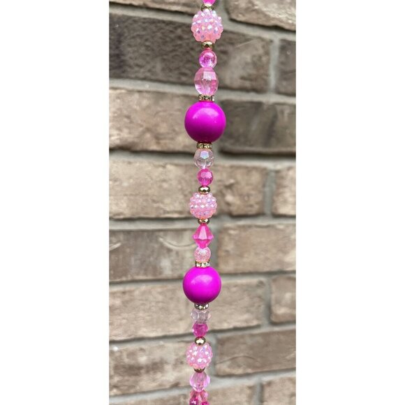 Beaded Suncatcher Pink Crystal Prism Hanging Patio Decor Yard Art Tree Jewelry - Picture 4 of 9